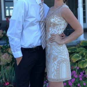 White and gold Homecoming dress